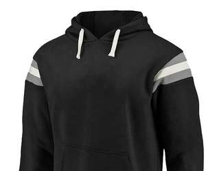 Mens Black Pullover Hoodie Contrast Shoulder Stripe Soft Fleece Casual Streetwear Winter Fashion <b>Top</b> - Product Image 3