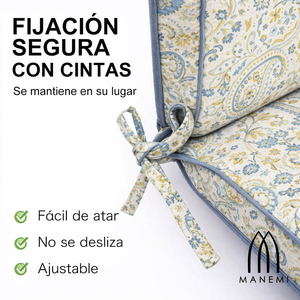 Coussins de chaise de jardin d'extérieur 120x55x8cm légèrement hydrofuges avec rembourrage en mousse et sangles de fixation, confortables pour une utilisation en extérieur - Product Image 6