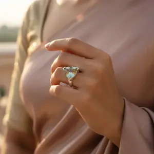 Bague en argent 925 avec améthyste verte pour femmes, bijoux élégants en pierres précieuses - Product Image 3