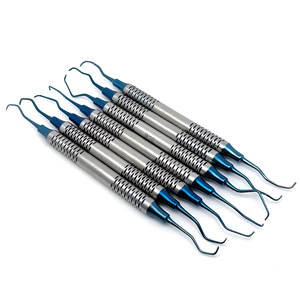 Juego de 7 Curetas Gracey con Mango Hueco - Instrumentos Dentales Periodontales de Acero Inoxidable de Doble Extremo en Azul y Dorado Titanio - Product Image 5