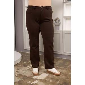 Pantalon en tricot à jambes droites taille plus, marron - Product Image 6