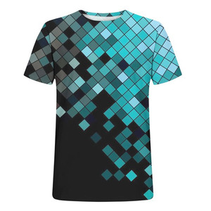 T-shirt à manches courtes pour homme, imprimé géométrique, imprimé numérique, vêtement décontracté, col rond, coupe régulière, tissu polyester respirant - Product Image 1