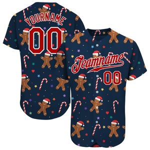 Camiseta de béisbol auténtica 3D de Navidad roja-blanca personalizada ropa de equipo personalizada superventas - Product Image 1