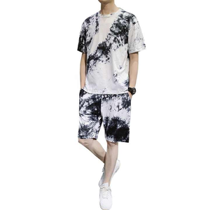 Tenue d'été tendance pour hommes à la mode ensemble deux pièces imprimé solide Street T-shirt et short décontractés pour vêtements décontractés - Product Image 6