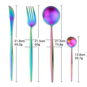 Ensemble de couverts arc-en-ciel ensemble de vaisselle en acier inoxydable coloré ensemble de vaisselle de couleur pour 4 pour la fête - Product Image 4
