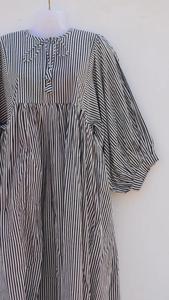 Vestido MIDI de alta calidad con cuello profundo y cordón más cerca a rayas vestido largo con estampado de bloques - Product Image 3