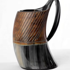 Taza de Cuerno de Búfalo Tallada y Pulida, Hecha a Mano, Natural, Clásica, Ecológica, HF CRAFTS, Apta para Lavavajillas, Decoración Navideña - Product Image 1