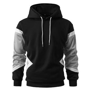 Sweat-shirt à capuche décontracté pour homme à manches longues en polaire douce avec broderie et cordons de serrage, design hivernal simple, polyester/coton - Product Image 1