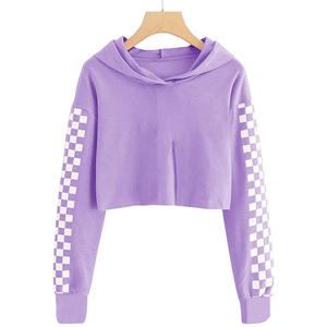 Sudaderas con capucha cortas con estilo de Color púrpura para mujer de tendencia superior de calidad superior disponibles en sudaderas con capucha y sudaderas de diseño personalizado para mujer - Product Image 1