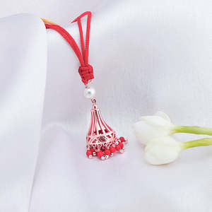 Collier Jhumka Rakhi en or rose avec décorations perlées, conçu pour l'élégance ethnique - Product Image 5