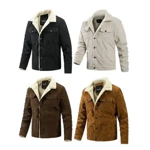 Veste en velours côtelé réversible pour homme de haute qualité, imperméable, avec boutons décoratifs, style aviateur, fermeture éclair, tailles XS à 6XL, ODM, cuir enduit - Product Image 1