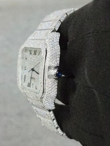 Reloj Analógico de 40 mm con Esfera de Cristal de Zafiro y Cuarzo, Logotipo Personalizado, Acero Inoxidable, Diamantes Moissanite VVS Estilo Hip Hop - Product Image 4