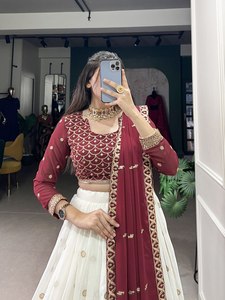Nuevo Lehenga Choli de Diseñador Radhe para Mujer, Traje Tradicional para Bodas, Diwali y Fiestas, con Dupatta de 3.5 Metros, Estilo Flair, en Rayón y Algodón Pesado - Product Image 4