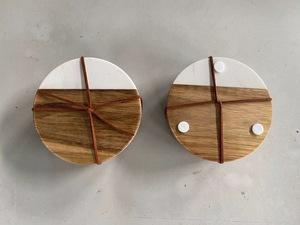 Modern Style Marble <b>Tea</b> Coaster <b>Set</b> of 4 Piece <b>Wood</b> and Marble Drinking Coaster for Home Hotel Restaurant Tableware Coasters - Product Image 3