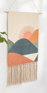 Amanecer colorido moderno hecho a mano tela macramé tapiz colgante de pared decoración del hogar - Product Image 3