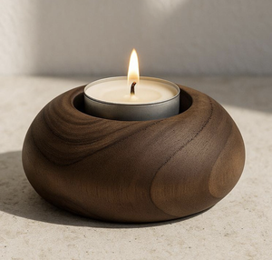 Candelabro de madera artesanal, sala de estar único para centro de mesa, tarros de velas de madera elegantes, decoración del hogar, otras velas - Product Image 1