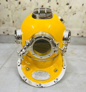 Casque de plongée en aluminium de couleur jaune super qualité Casque de plongée sous-marine antique - Product Image 2