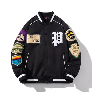 Chaqueta de béisbol con logotipo personalizado para hombre, chaqueta universitaria de algodón grueso con cuello bordado, chaqueta para exteriores - Product Image 3
