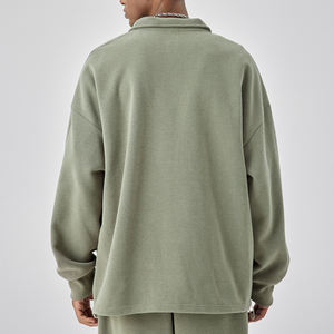 Personalizado de los hombres de lana de algodón cuarto de cremallera pulóver sudadera pantalones de chándal de manga larga media cremallera bordado contraste de color chándales - Product Image 4