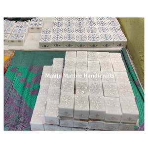 Nouveau Design classique produit de qualité supérieure boîte d'incrustation de marbre blanc avec nacre brillant fabriqué à la main pour boîte de rangement de bijoux - Product Image 1