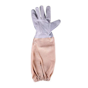 2025 Guantes de apicultura de cuero de grano de cabra de alta calidad con logotipo personalizado con puño de malla larga Protector de mano a prueba de picaduras Empuñadura OEM - Product Image 3