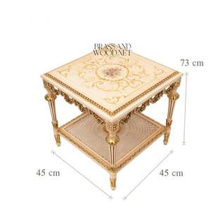 Luxury Classic Hand Painted <b>Wooden</b> Coffee Table Set With Lower <b>Shelf</b> - Product Image 5