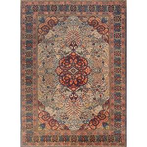 Tapis en laine noué à la main Aalam Blue Classic 9x12 - Pae-6391 pour la maison, le salon, le couloir, tapis rectangulaire à motifs médaillon et patchwork - Product Image 1