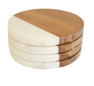 Stylish Marble Wood <b>Coaster</b> <b>Set</b> Best Quality Pattern Cups & Drinks <b>Holder</b> Table Mat Pad for Home Office for Housewarming - Product Image 5