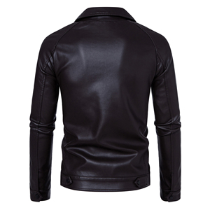 Veste en cuir vintage pour hommes, col montant, denim teint uni, fermeture éclair d'hiver sur mesure - Product Image 2