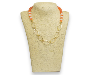 Ensemble de bijoux plaqué or vintage Cornaline naturelle arc-en-ciel Pierre de lune perlée Collier à facettes avec chaîne en corde Style de charme unique - Product Image 4