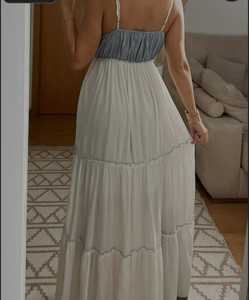 ชุดเดรสยาวผ้าคอตตอน100% เป็นมิตรกับสิ่งแวดล้อมของผู้หญิงชุดเดรสทรงแม็กซี่แขนกุดมีพู่สำหรับใส่ไปงานปาร์ตี้แบบลำลอง - Product Image 2