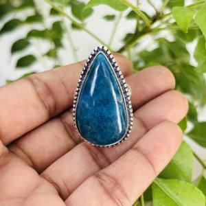 Wholesale 925 Silver plated Trendy <b>Crystal</b> Gemstone <b>Rings</b> Blue Apatite Wedding Engagement Jewelry for Parties - Product Image 4