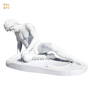 Escultura de Guerrero griego de piedra Natural de artes ideales, estatua de mármol blanco tallada a mano de La Galia moribunda para decoración de jardín o interior - Product Image 2