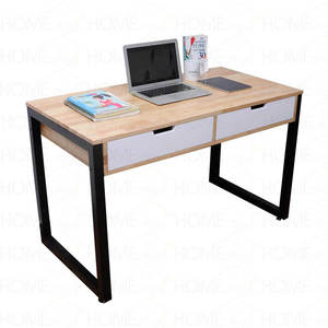 SFBHK005-Minimalist Design 2-Drawer Wood and Rubber <b>Workstation</b> with Iron Legs 1200x600x750mm - Product Image 1