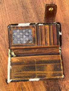 ใหม่จริงทําด้วยมือ Cowhide หนังหนังแกะสลักผู้หญิงกระเป๋าสตางค์เคสโทรศัพท์สไตล์ร้อนขายตะวันตกนูนพิมพ์หนังคลัทช์ - Product Image 6