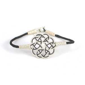 999 Sterling Silver Kazaz Bracelet Fine <b>String</b> White and <b>Black</b> Love Knot Design - Product Image 1