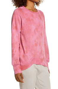 Sudadera con Logo Personalizado, Estilo Tie-Dye Rosa de Moda, Cuello Redondo, Manga Larga, Ropa Casual para Mujer, Corte Holgado, Sudadera Elegante, Servicios OEM - Product Image 3