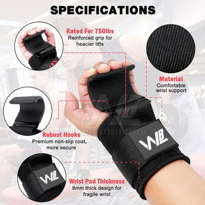 Correas de Soporte para Muñecas de Neopreno Antideslizantes y Transpirables para Levantamiento de Pesas, de Alta Resistencia, Color Negro, para Gimnasio y Entrenamiento - Product Image 2