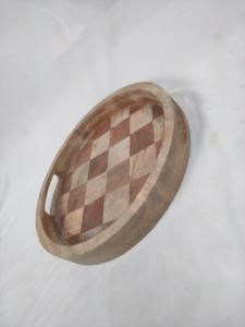 Bandeja Redonda de Madera Vintage Ecológica de 2 Piezas para Servir Aperitivos, Duradera, Hecha a Mano, para Fiestas y Cenas - Product Image 4