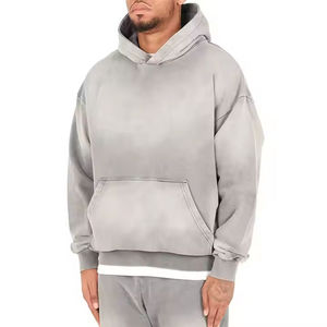 Usine directe hommes femmes lavage à l'acide Vintage polaire à capuche Polyester/coton mélange coupe régulière confortable doux imprimé hiver - Product Image 1