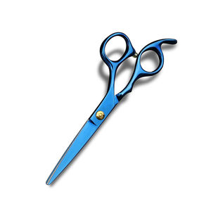 Ciseaux de coupe de cheveux de haute qualité Shine Blue Color Razor Edge Outils de coupe de cheveux avec vis réglable Ciseaux à poignée droite - Product Image 4