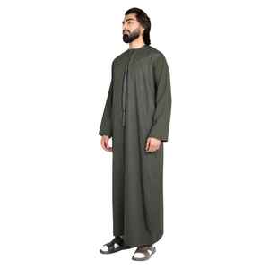 Robe Abaya Arabe Musulmane pour Homme Coupe Ample Manches Longues Col Montant Patchwork Design Broderie Dubai Jubba - Product Image 4