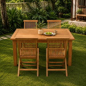 Tropica Teak Modern Farmhouse Solid Outdoor <b>Table</b> Premium Quality Slatted Square Top Durable <b>Garden</b> Resort Pro Wholesale - Product Image 5