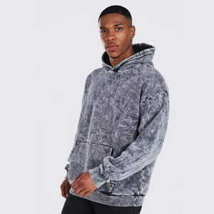 YSJY sudaderas con capucha personalizadas Streetwear algodón francés Terry Vintage estampado de diamantes de imitación peso pesado lavado ácido de gran tamaño para invierno térmico - Product Image 1