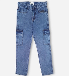 กางเกงยีนส์ทรงหลวมสำหรับผู้ชายแบบสั่งทำกางเกงยีนส์ทรงหลวมมีหกกระเป๋าทรงตรงด้านล่างดีไซน์สตรีทแวร์และการผลิตผ้าเดนิมระดับพรีเมียม - Product Image 1