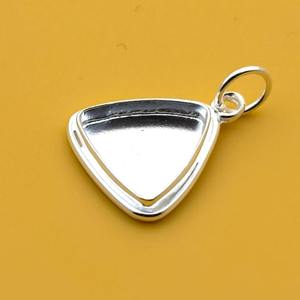 Souvenir trillion forme 8MM 925 argent Sterling blanc lunette pendentif réglage pour Cabochon pierre résine et lait maternel bijoux à bricoler soi-même - Product Image 3