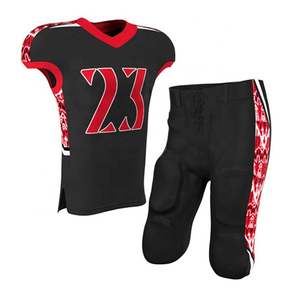 Uniformes de fútbol negro y americano Conjuntos de sublimación digital Jersey y pantalón Uniformes de fútbol juvenil al por mayor - Product Image 1