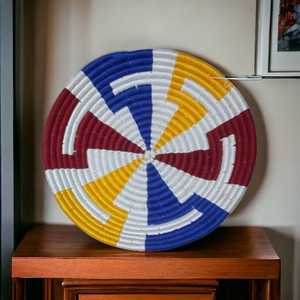 Elegant Hand Made Multicolor <b>Wall</b> Decor <b>Plates</b> Natural Sabai Grass Round Set Wicker Hanging Basket for Living Room <b>Wall</b> Mounted - Product Image 1