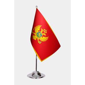 Drapeaux de bureau du Monténégro personnalisables en impression numérique, en nylon, plastique ou polyester - Product Image 1