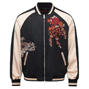 Veste universitaire en satin pour hommes Streetwear élégant Baseball Letterman vêtements d'extérieur décontractés à la mode veste en satin de sport pour hommes - Product Image 1